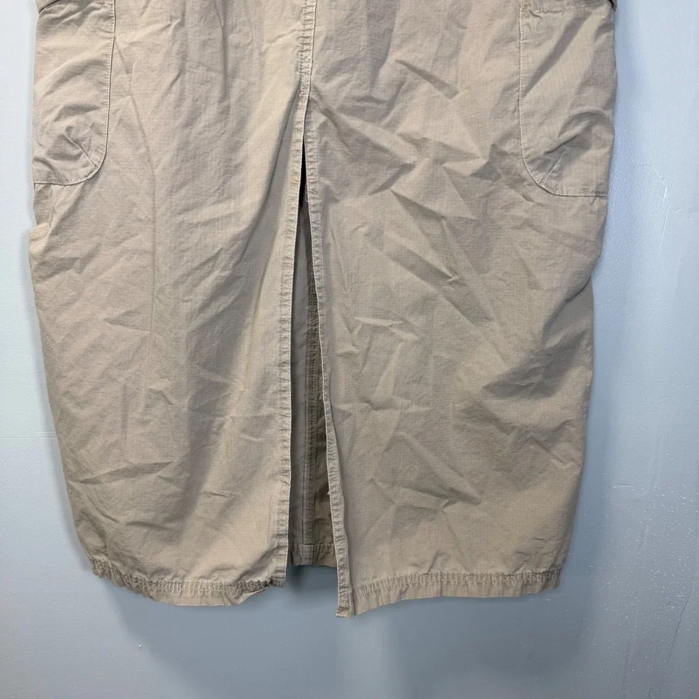 Zara Tan Ripstop Cargo Maxi Skirt Womens XXL Utility Gorpcore‎ Long Khaki Skirt